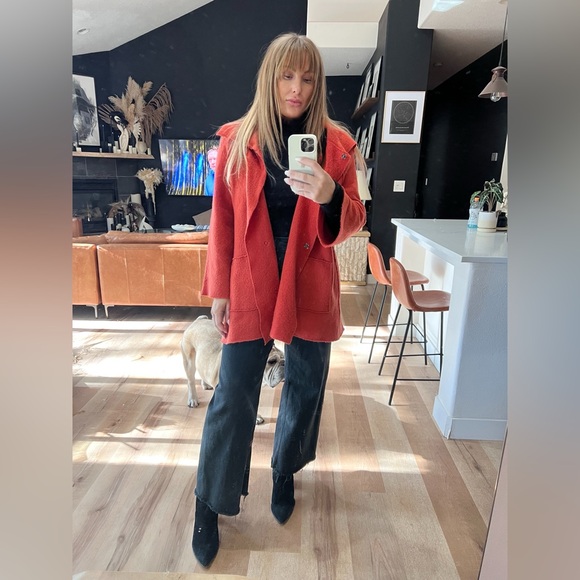 Eileen fisher wool sweater coat burnt orange size large - Picture 3 of 5